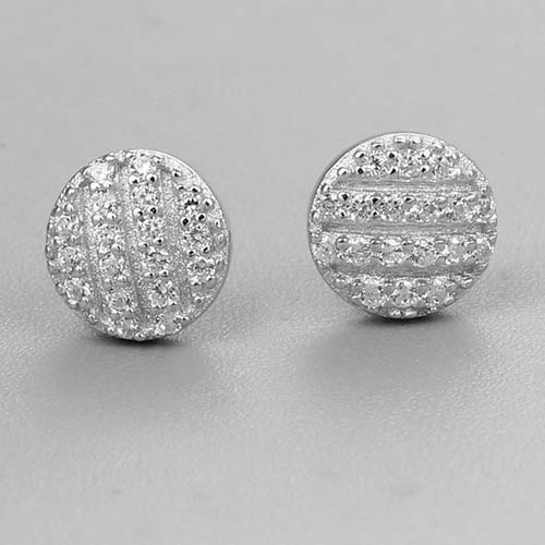 925 sterling silver cz stone round post earrings