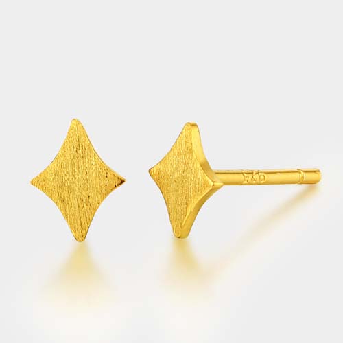 925 sterling silver brushed quadrilateral star stud earrings