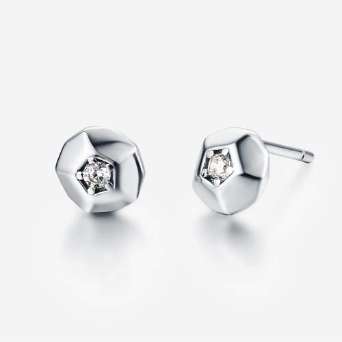 925 sterling silver hexagon cubic zirconia post earrings