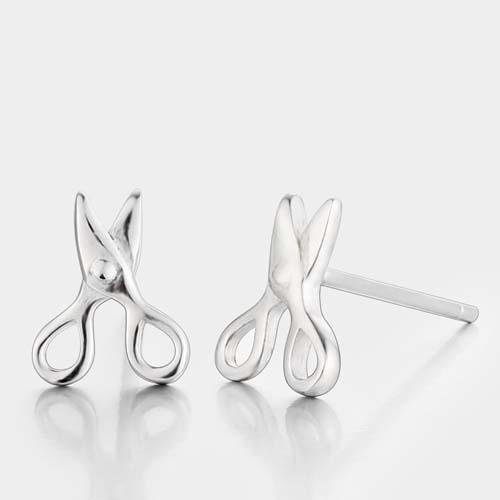 925 sterling silver lovely scissors stud earrings