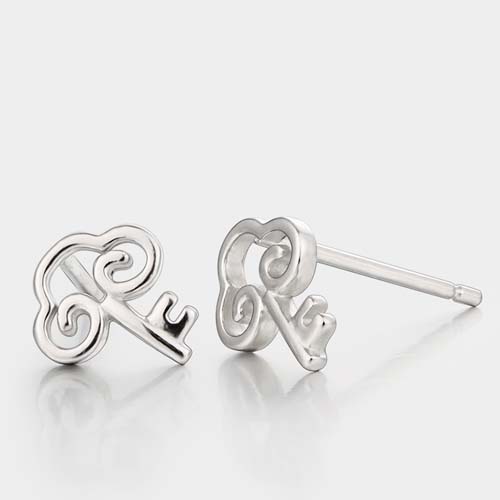925 sterling silver fancy key stud earrings