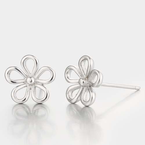 925 sterling silver hollow flowers stud earrings