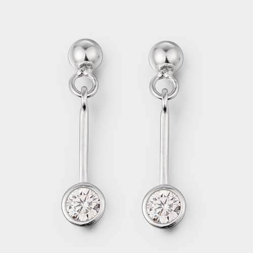 925 sterling silver round cubic zirconia drop earrings