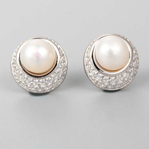 925 sterling silver round pearl earring finding