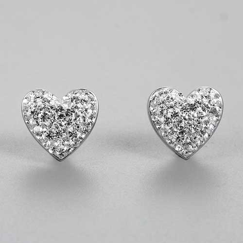 925 sterling silver heart shaped crystal earrings mount