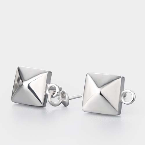 925 sterling silver simple diamond cone earring studs