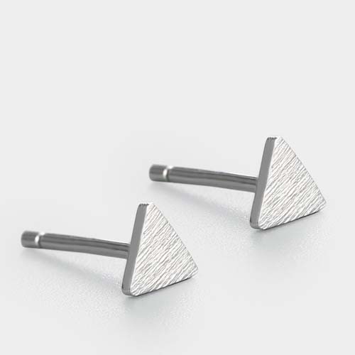 925 sterling silver simple sandblasting triangle stud earring