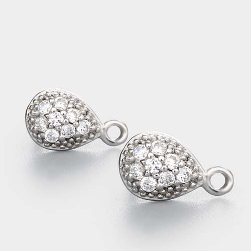 925 sterling silver cubic zirconia waterdrop earring for pearl