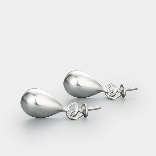 925 sterling silver waterdrop pearl cap design earrings