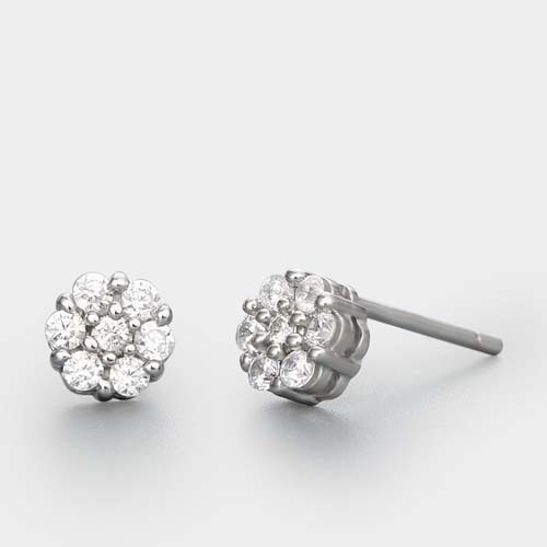 925 sterling silver cz stones round earrings