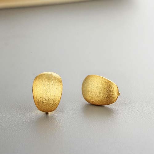 925 sterling silver oval cabochon brushed stud earrings