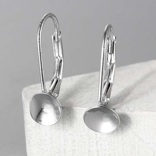 925 sterling silver 4mm pearl cap earring findings