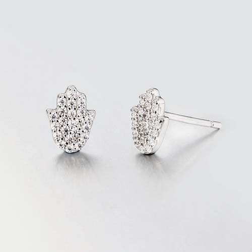 925 sterling silver cubic zirconia hand stud earrings