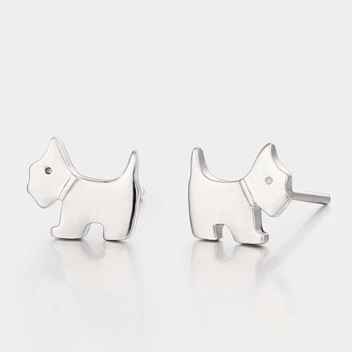 925 sterling silver cute dog stud earrings
