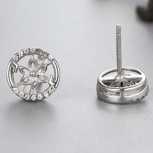 925 sterling silver round pearl earrings mountings