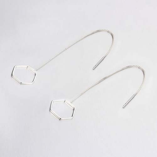 925 sterling silver hexagon drop earrings wire