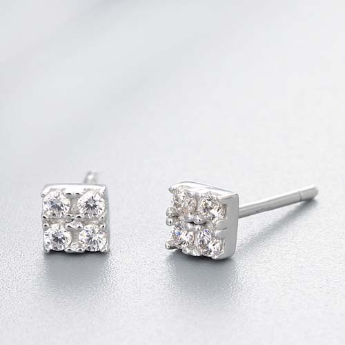 925 sterling silver cubic zirconia square stud earrings
