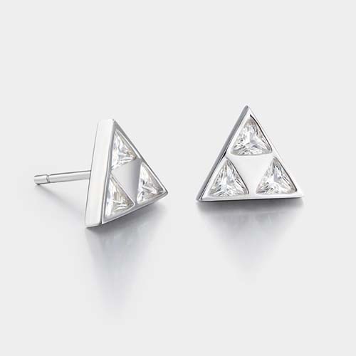 925 sterling silver triangle cubic zirconia stud earrings