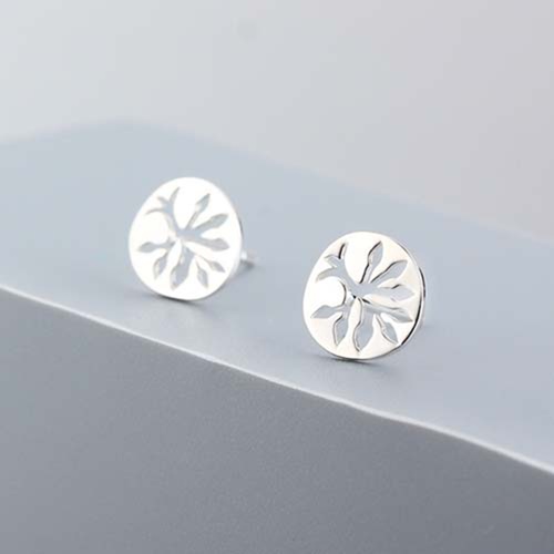 925 sterling silver fresh leaf stud earrings