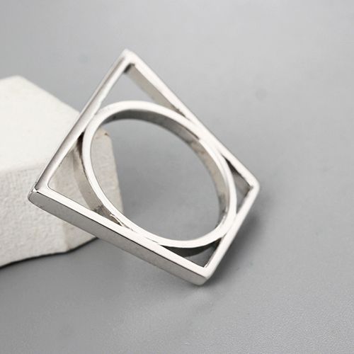 925 sterling silver modern unique round rings in square