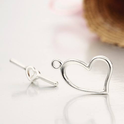 925 sterling silver heart toggle clasps