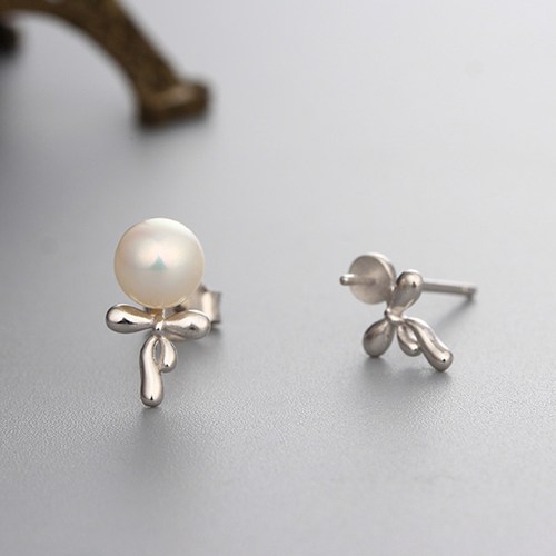 925 sterling silver bowknot pearl earring mounts