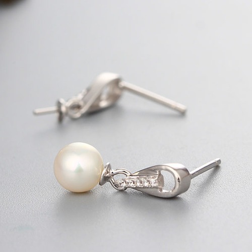 925 sterling silver handmade cz micro pave pearl earring findings
