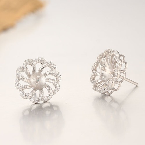 925 sterling silver flower pearl earring findings