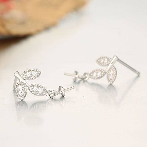 925 sterling silver leaf pearl earring mountings