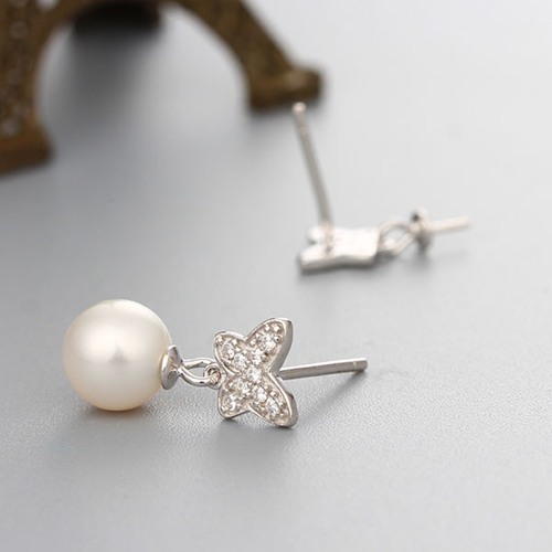 925 sterling silver butterfly pearl earring mountings