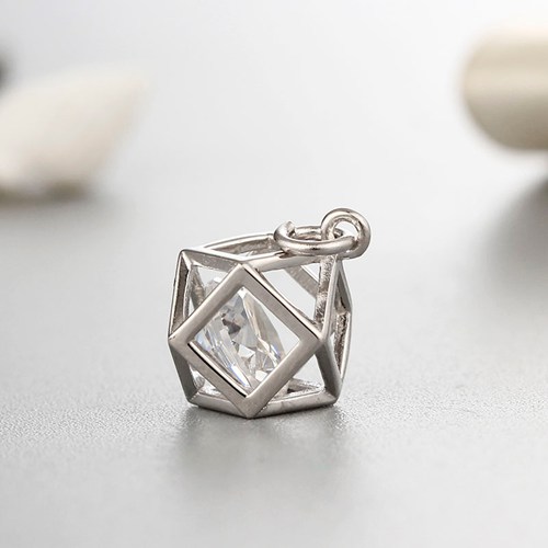 925 sterling silver single cz stone cage pendants