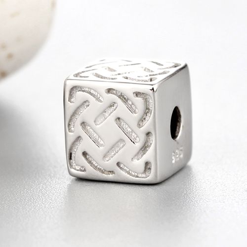 925 sterling silver engraved pattern cube beads