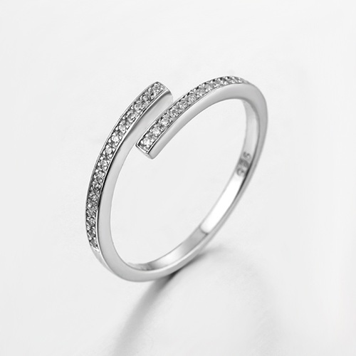 925 sterling silver cubic zirconia adjustable open rings