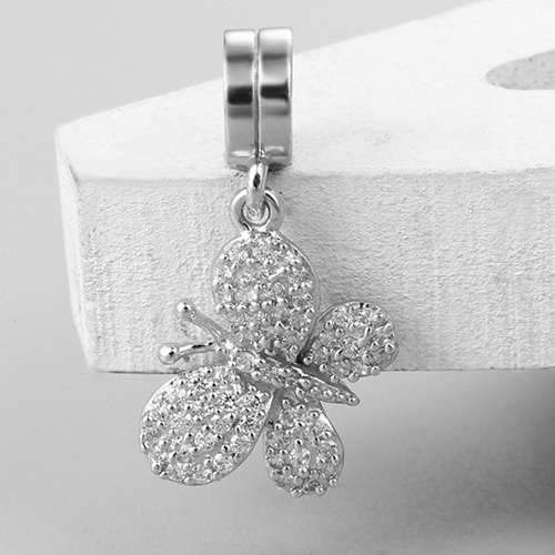 925 sterling silver cz butterfly charm dangle charm