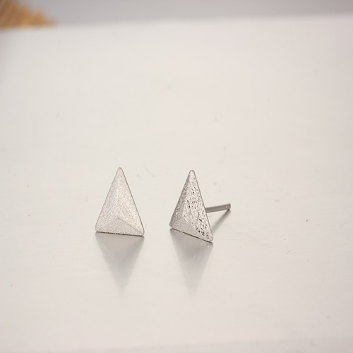 925 sterling silver brushed triangle earring post