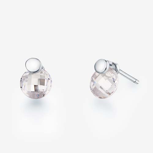 925 sterling silver round crystal stud earrings
