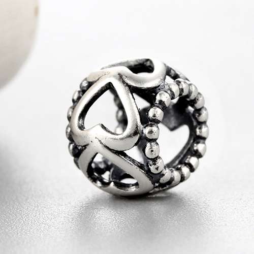925 sterling silver heart hollow shaped beads