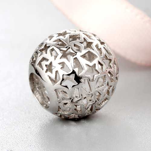 925 sterling silver diy hollow stars beads