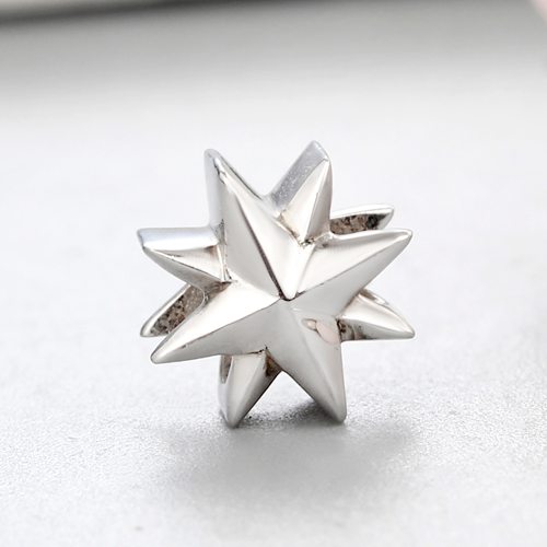 925 sterling silver tridimensional star beads