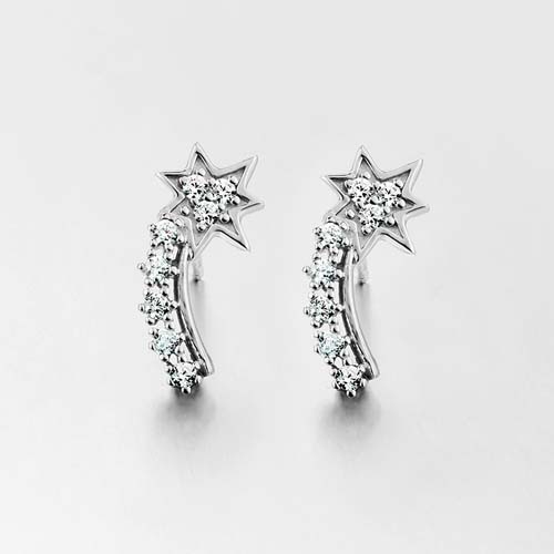 925 sterling silver shine cubic zirconia meteor drop earrings