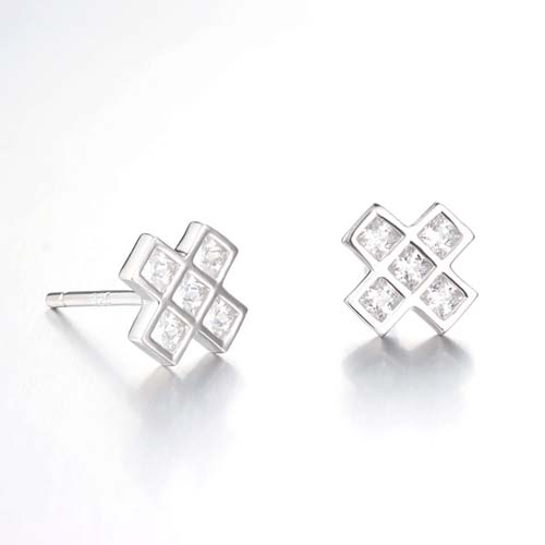 925 sterling silver cubic zirconia cross stud earrings