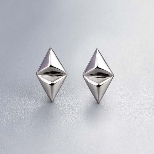 925 sterling silver diamond shape stud earrings