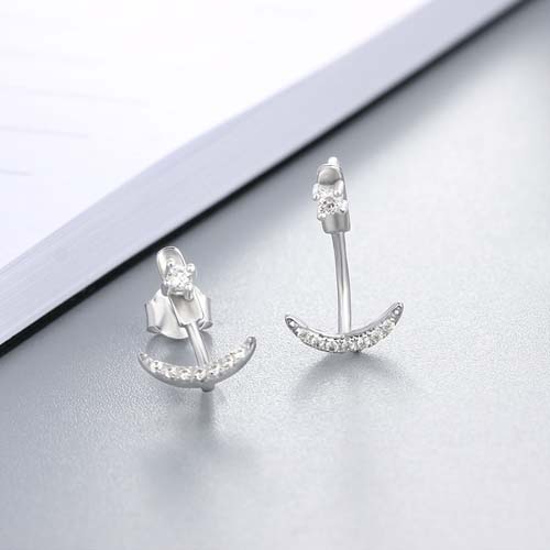 925 silver cz anchor back drop earrings jewelry