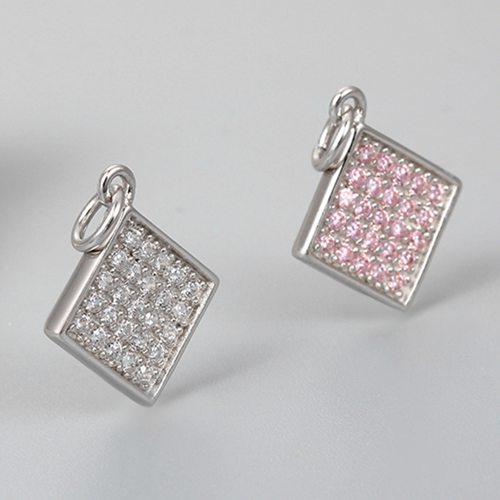 925 sterling silver rhombus cubic zirconia charms 