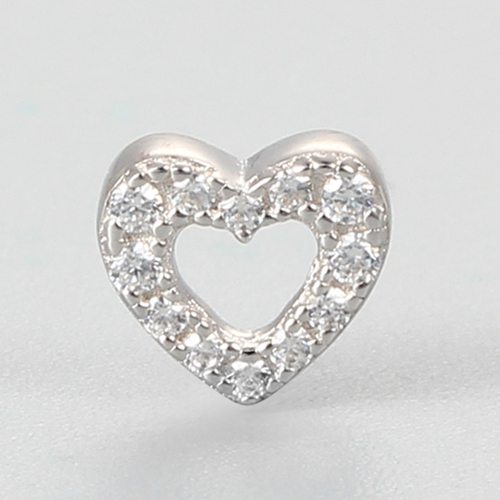 925 sterling silver cubic zirconia hollow heart charms