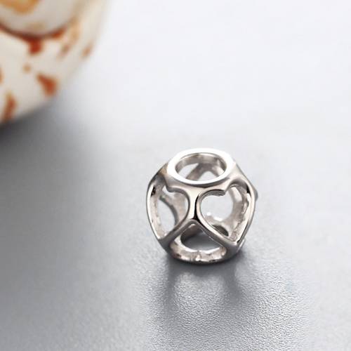 925 sterling silver hollow heart cage beads for DIY
