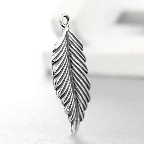 925 sterling silver oxidized leaf charms