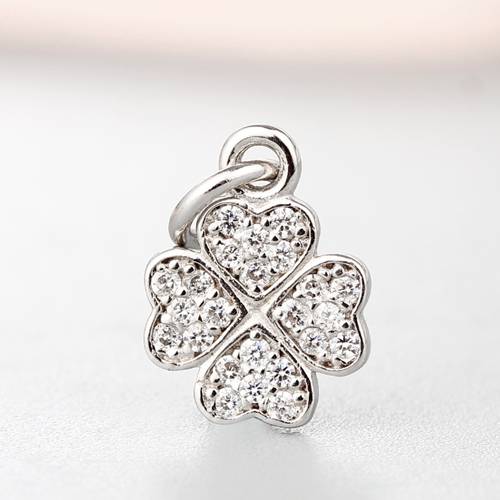 925 sterling silver cz stone four leaf charms
