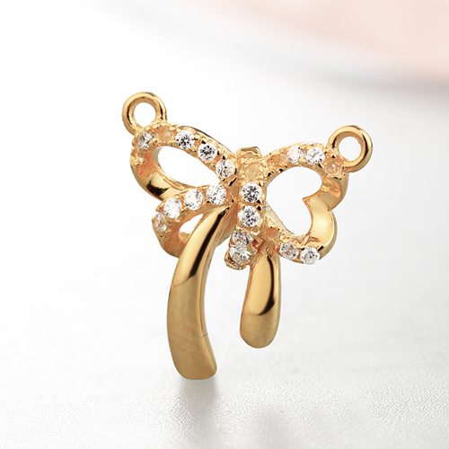 925 sterling silver delicate butterfly knot cz stones charms