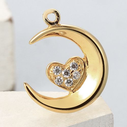 925 sterling silver cubic zirconia heart moon charms